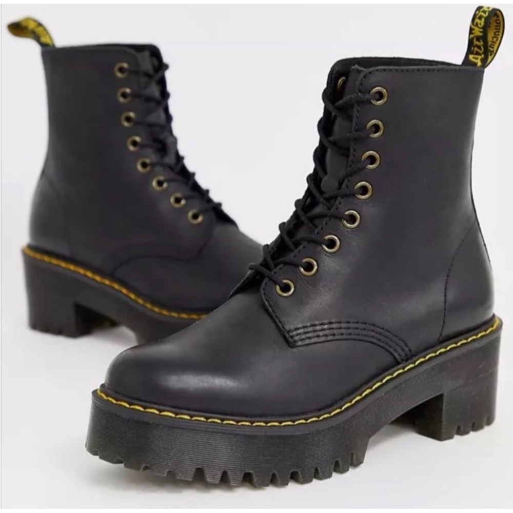 Dr. Martens Shiver Hi Leather Combat Platform Black Boots Whimsygoth 37 or US6